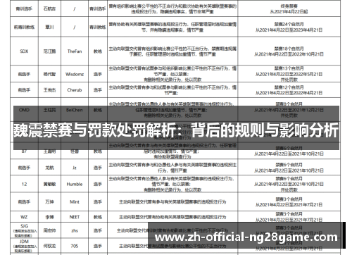 魏震禁赛与罚款处罚解析：背后的规则与影响分析